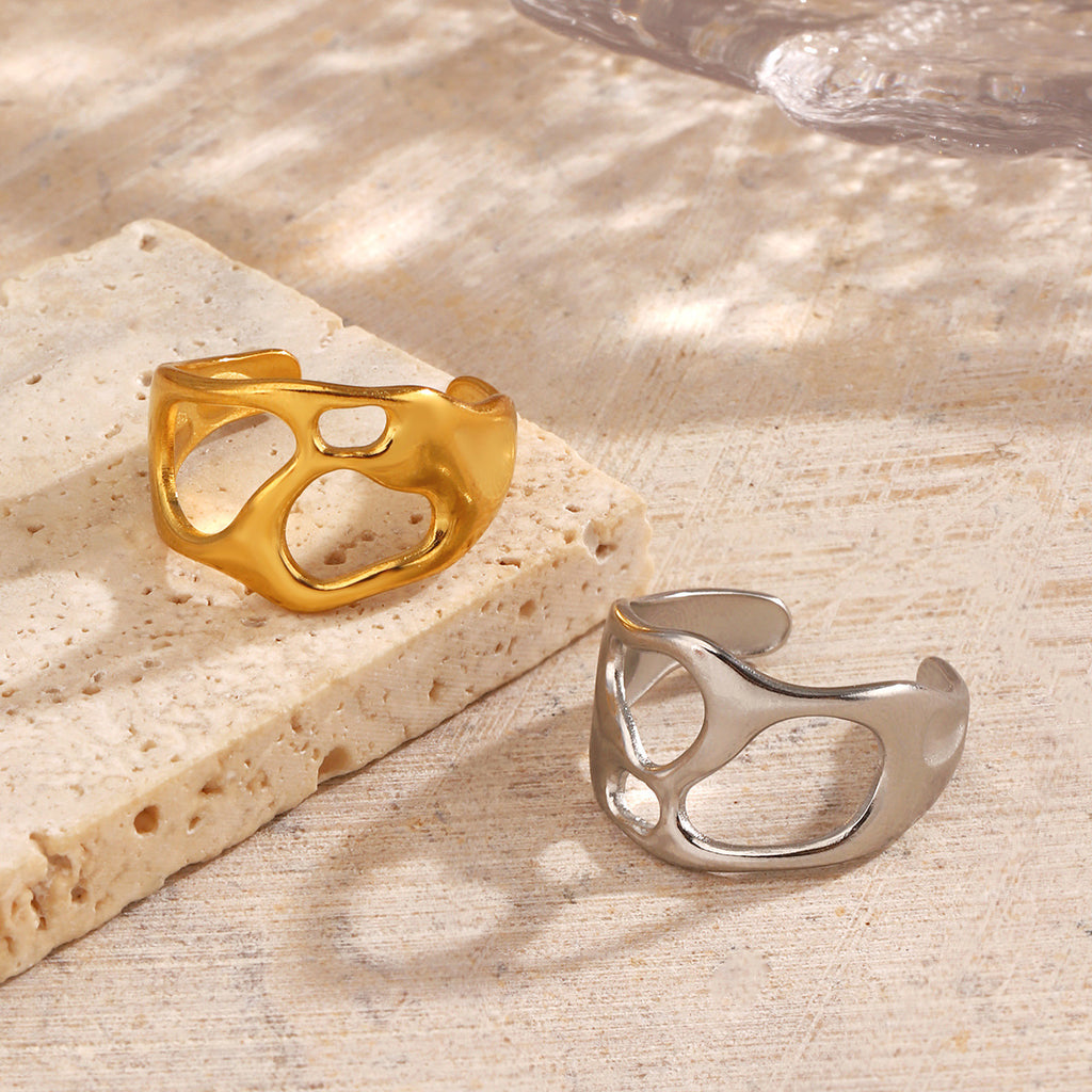 Geometric Open Titanium Steel Ring