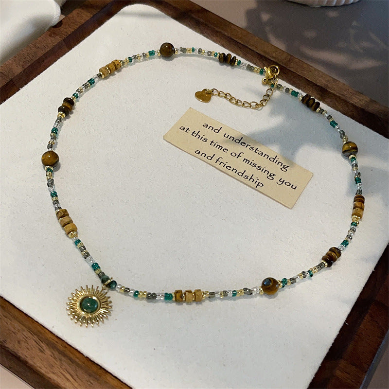 Turquoise Sun God Pendant Clavicle Chain
