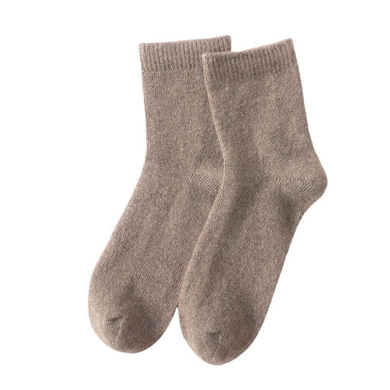 Cashmere Women's Mid-Length Thin Socks for Warmth and Comfort