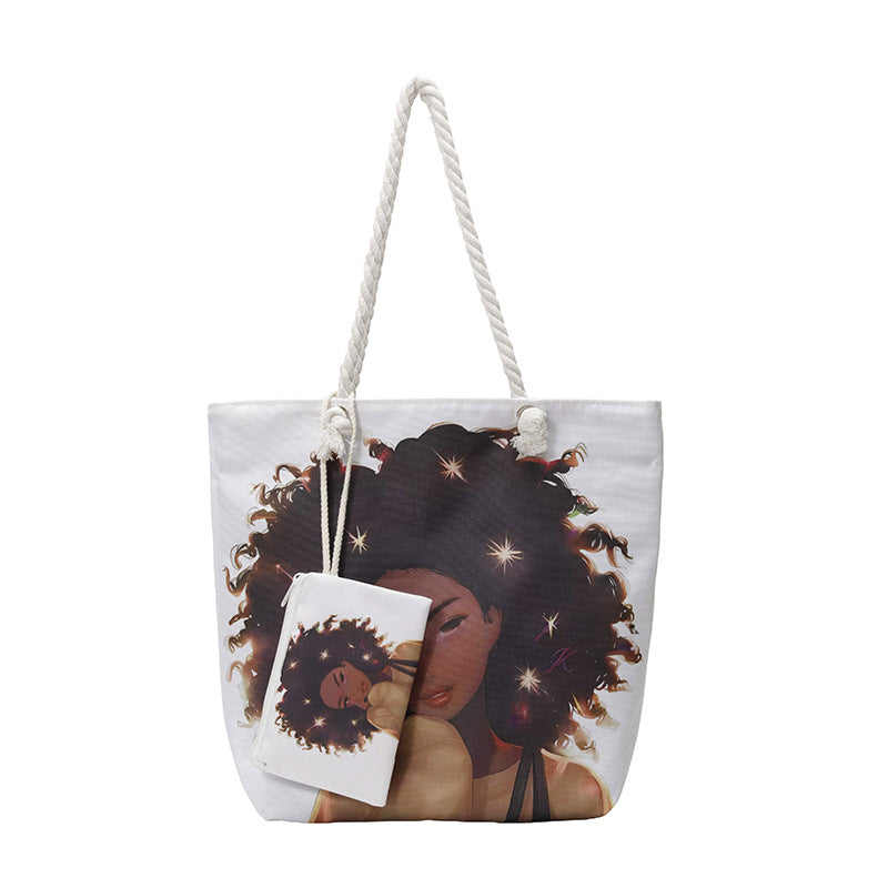 Canvas Bag with Large Capacity, Trendy Korean-Style Handbag
