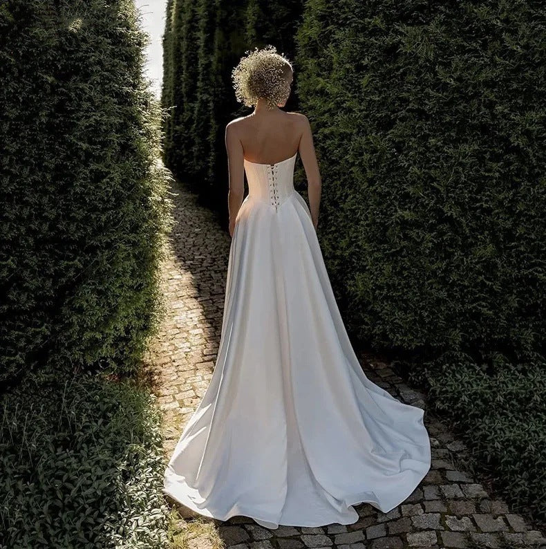 Strapless Bridal Gown with Small Train