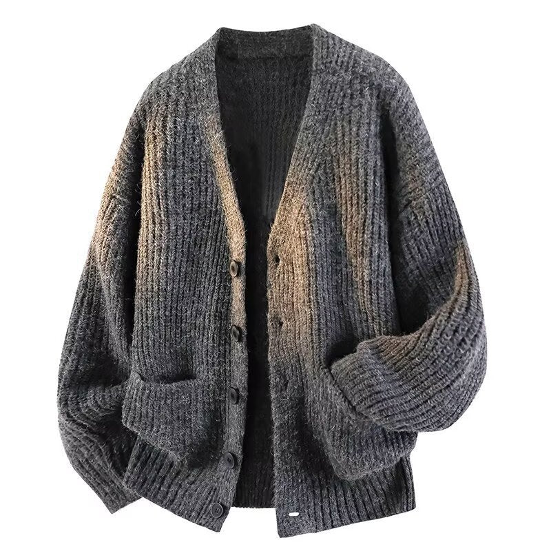 Men's V-neck knitted cardigan sweater