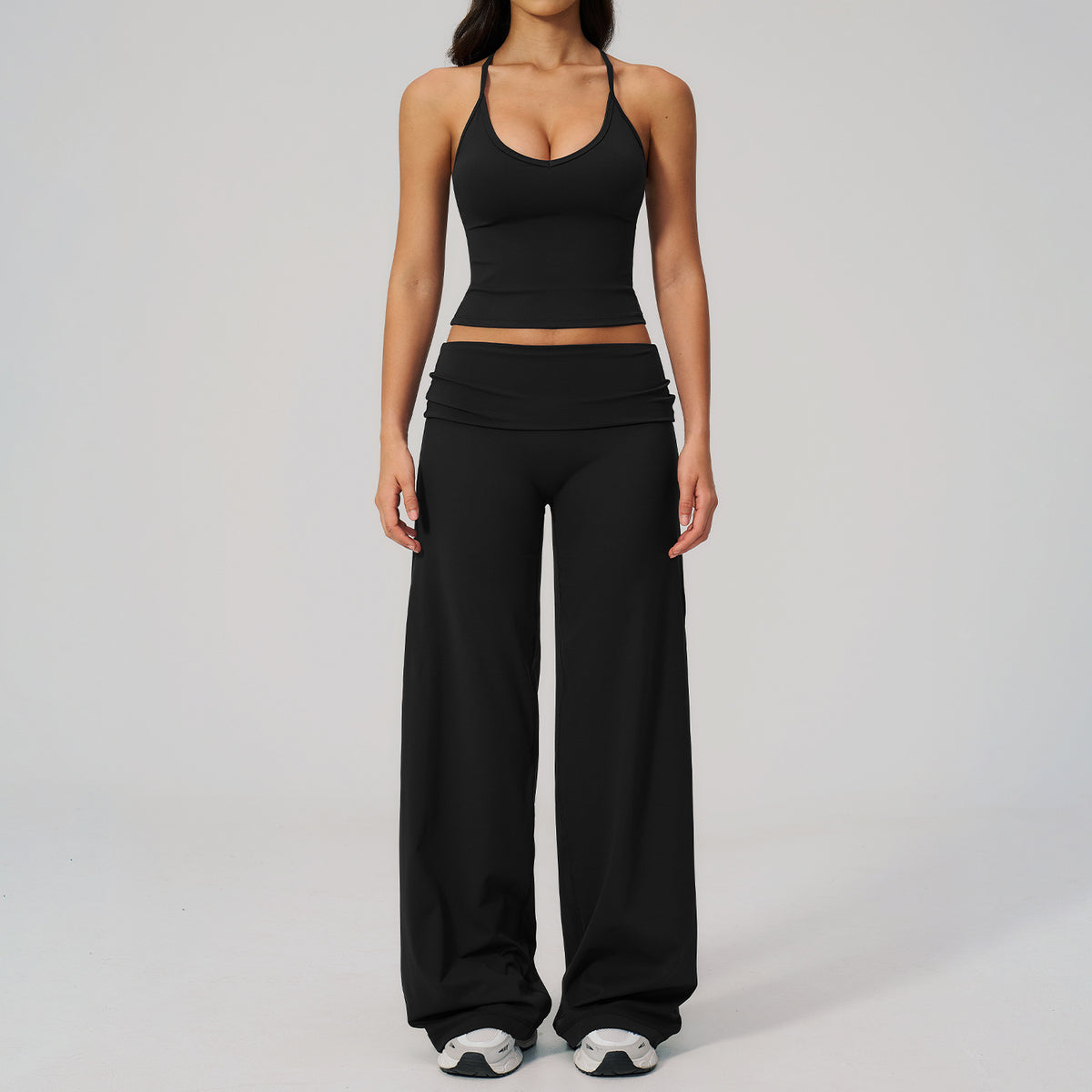 Women's Racerback Yoga Set with Wide-Leg Pants