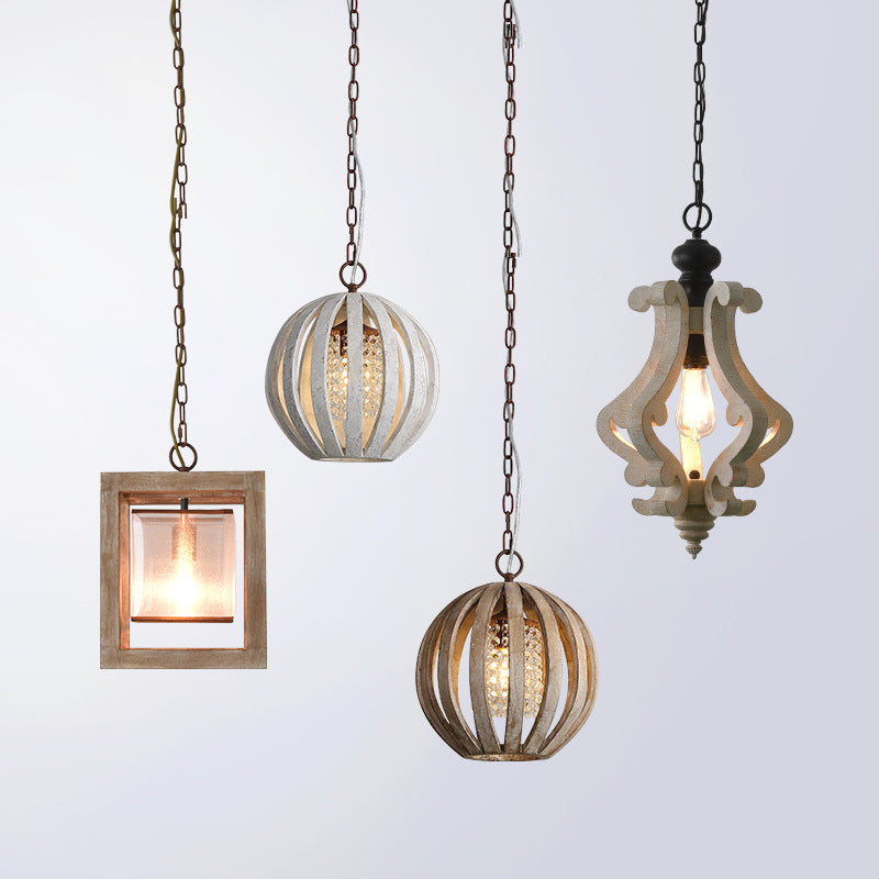 Decorative Wood Chandelier with LED Light