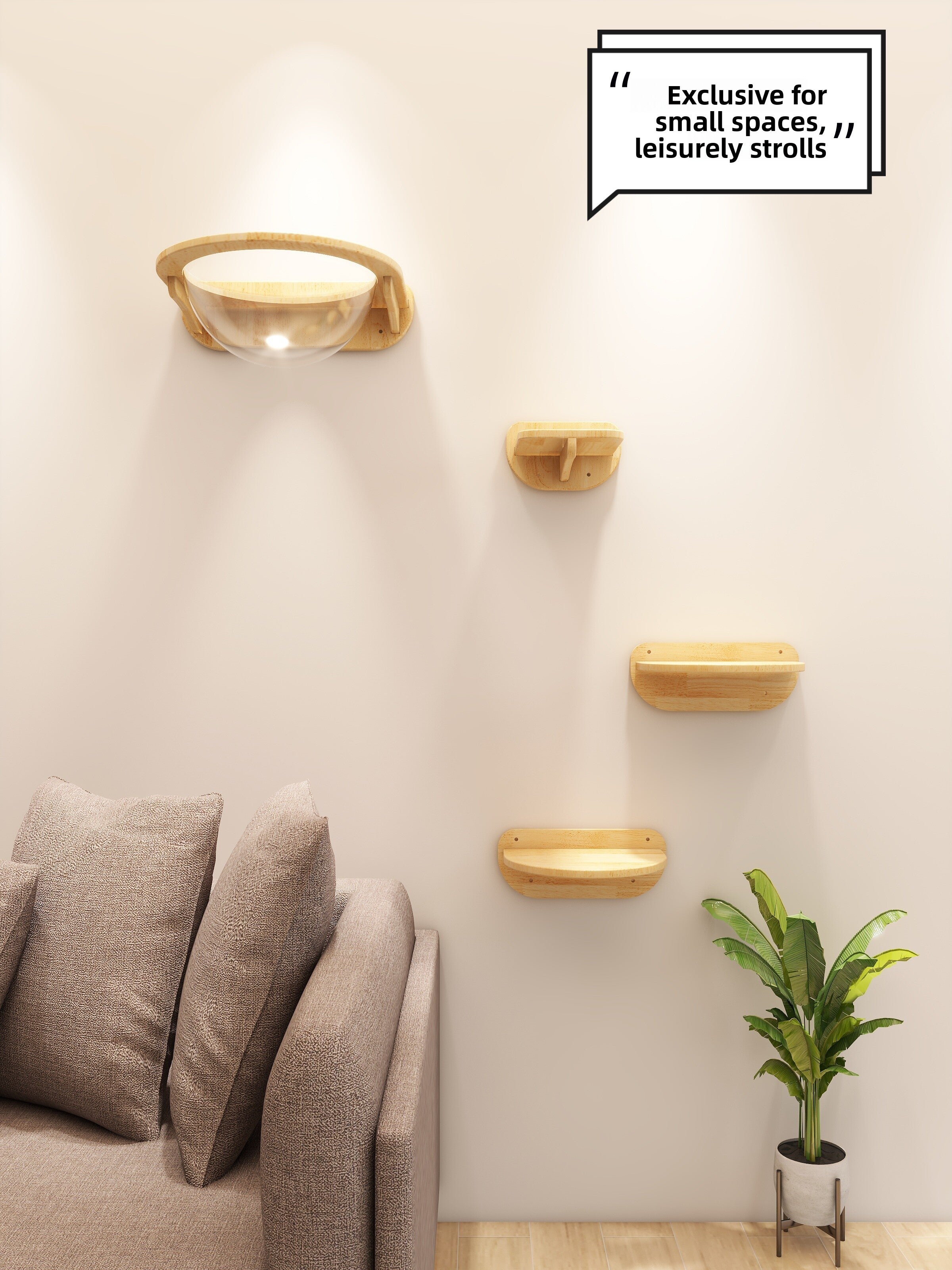 Wall-Mounted Cat Climbing Frame with Space Capsule
