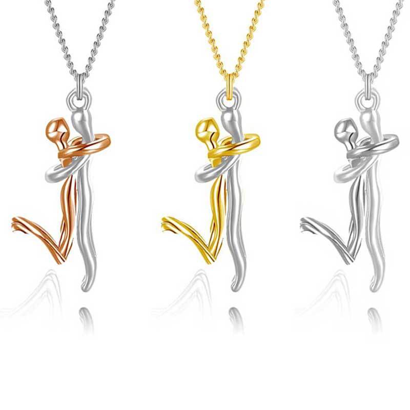 Love Hug Necklace for Couples 18K Gold Unisex Jewelry Simple Clavicle Chain For Valentine's Day Gift