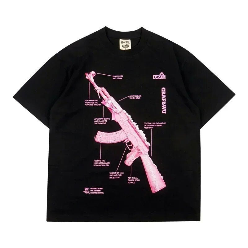 Oversized Skull Print Cotton T-Shirt