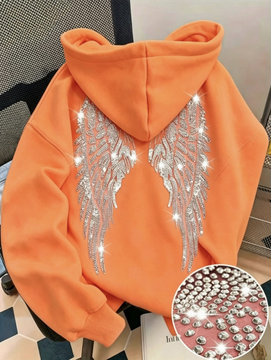 Women's long-sleeved printed hooded sweatshirt