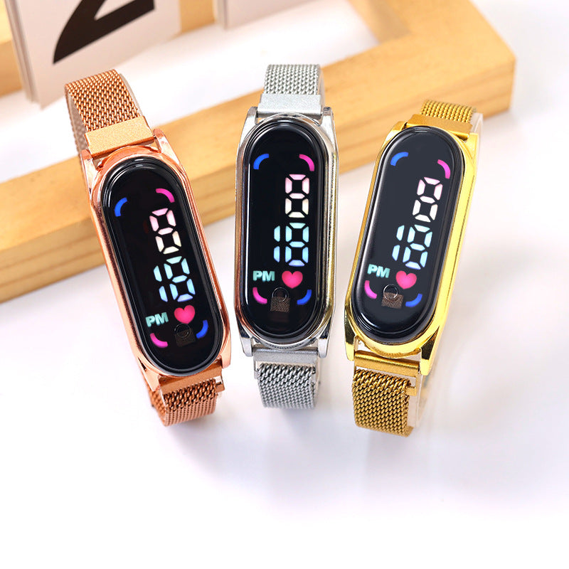 LED Electronic Watch with Color Lights and Magnetic Strap