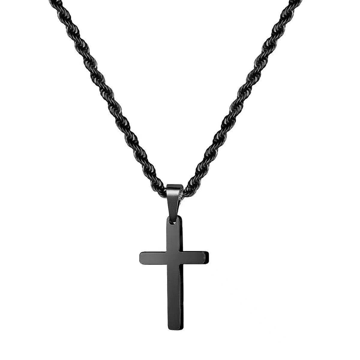 Cross pendant twisted chain necklace