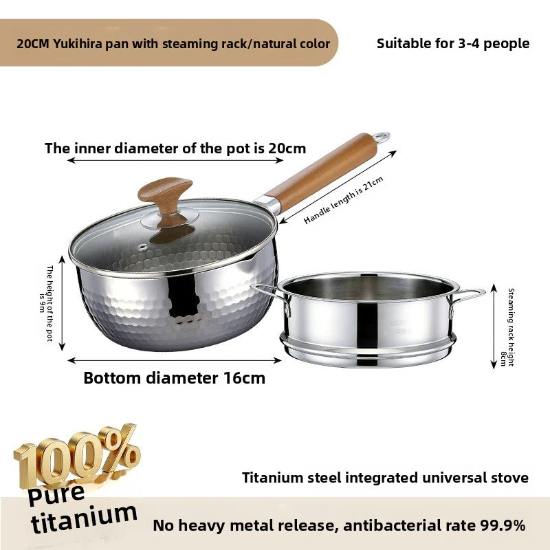 Pure Titanium Hammered Texture Cooking Pot with Steamer