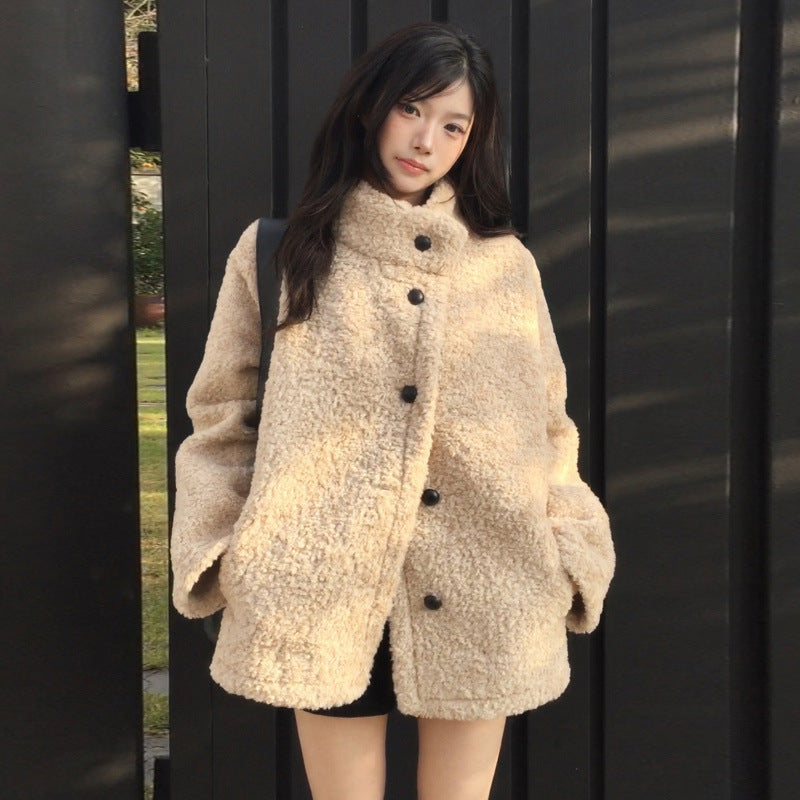 French Retro Fur Collar Warm Coat