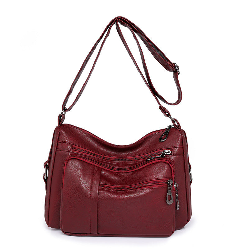 Women's Large Capacity Soft Leather Shoulder Crossbody Bag for Daily Use