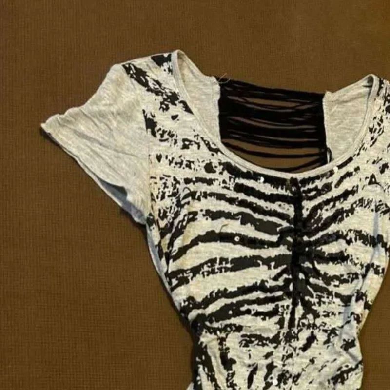 Printed Round Neck Short Sleeved Dress
