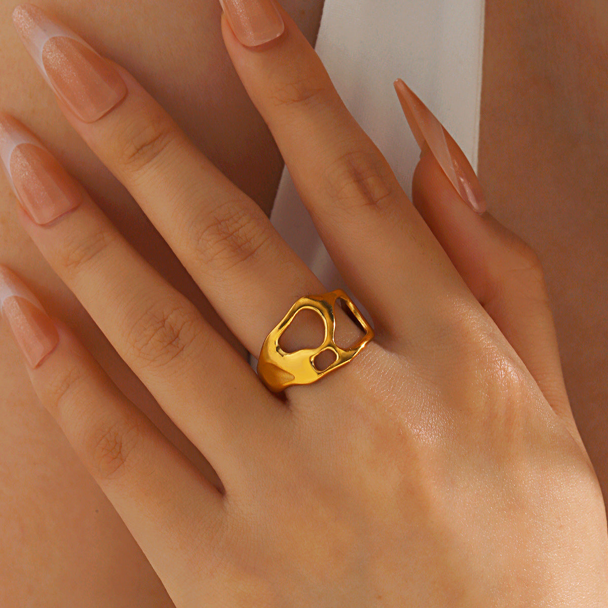 Geometric Open Titanium Steel Ring