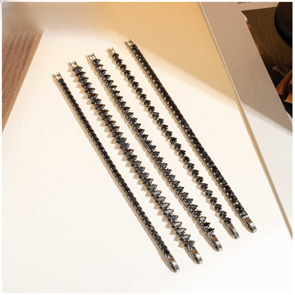 Unisex Black Zircon Geometric Bracelet