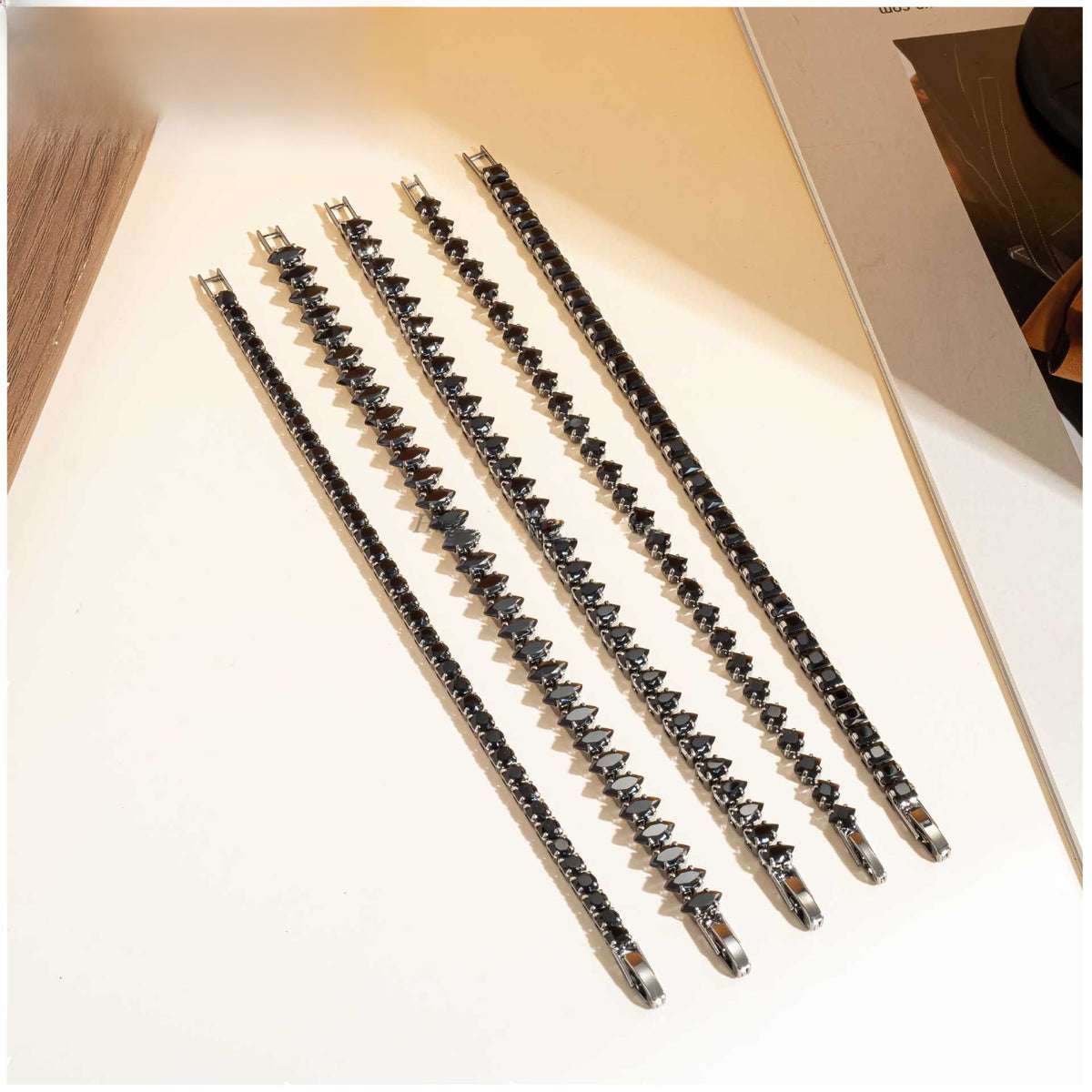 Unisex Black Zircon Geometric Bracelet