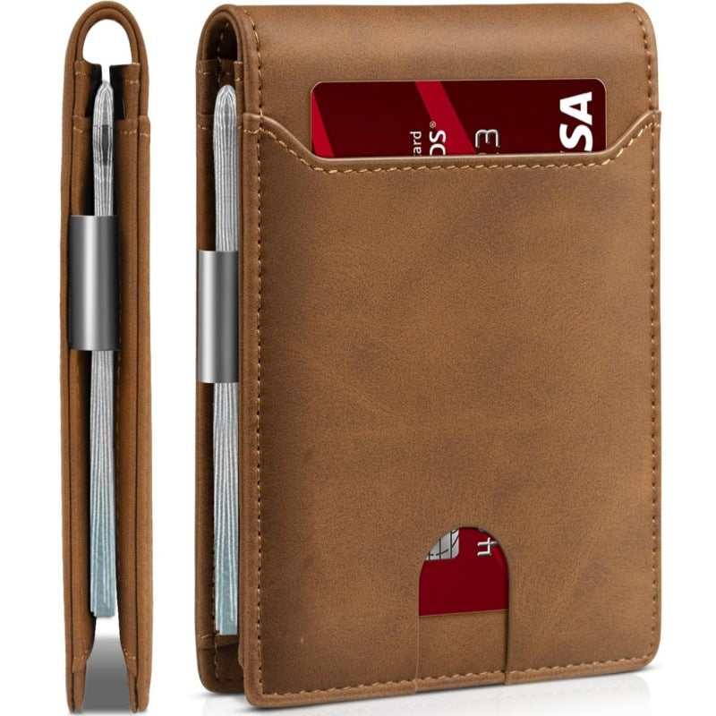 Mens Anti-Theft Carbon Fiber Bi-Fold Wallet