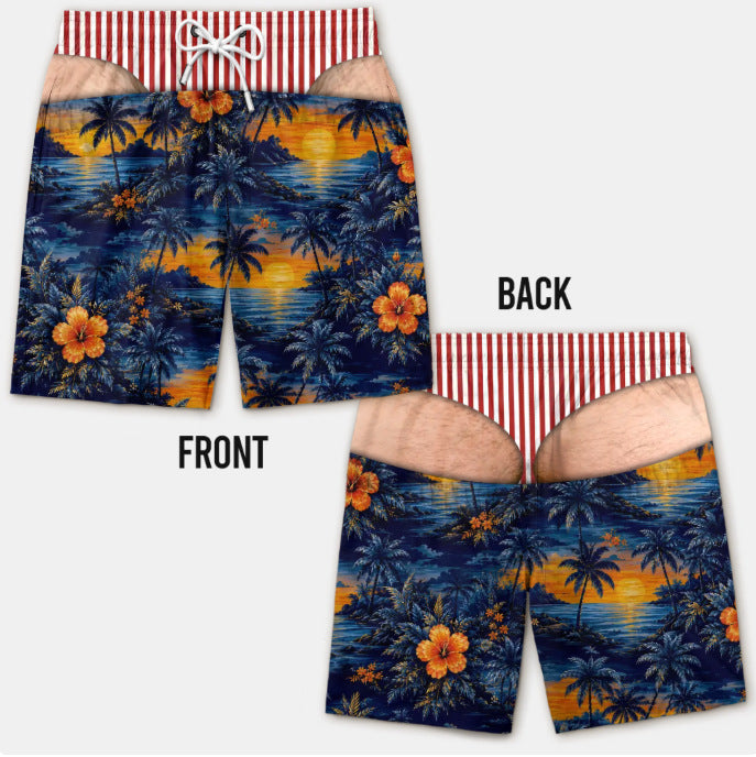 Men's 3D Patriotic Print Loose Beach Shorts