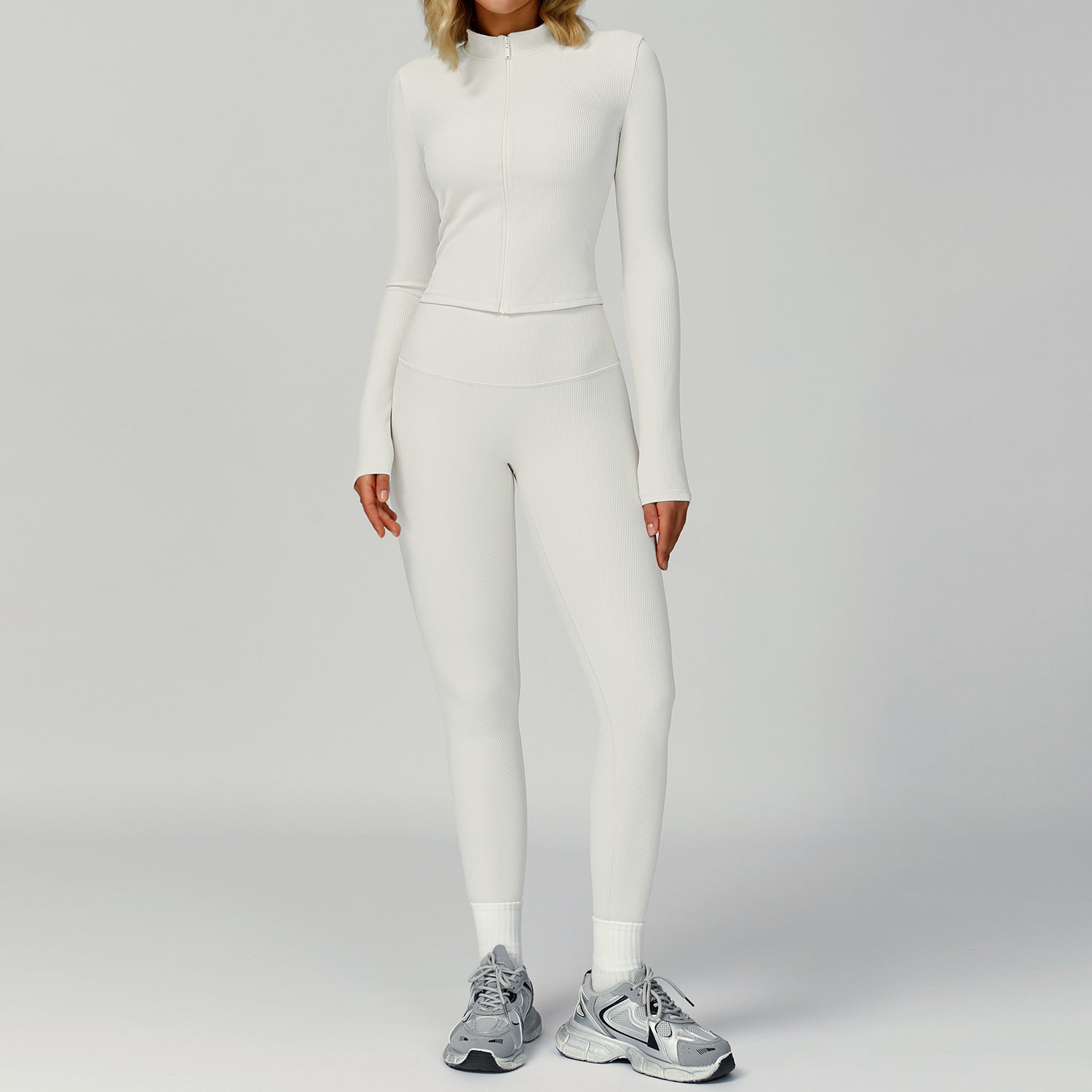 Womens High-Waisted Yoga Set with Moisture-Wicking Fabric