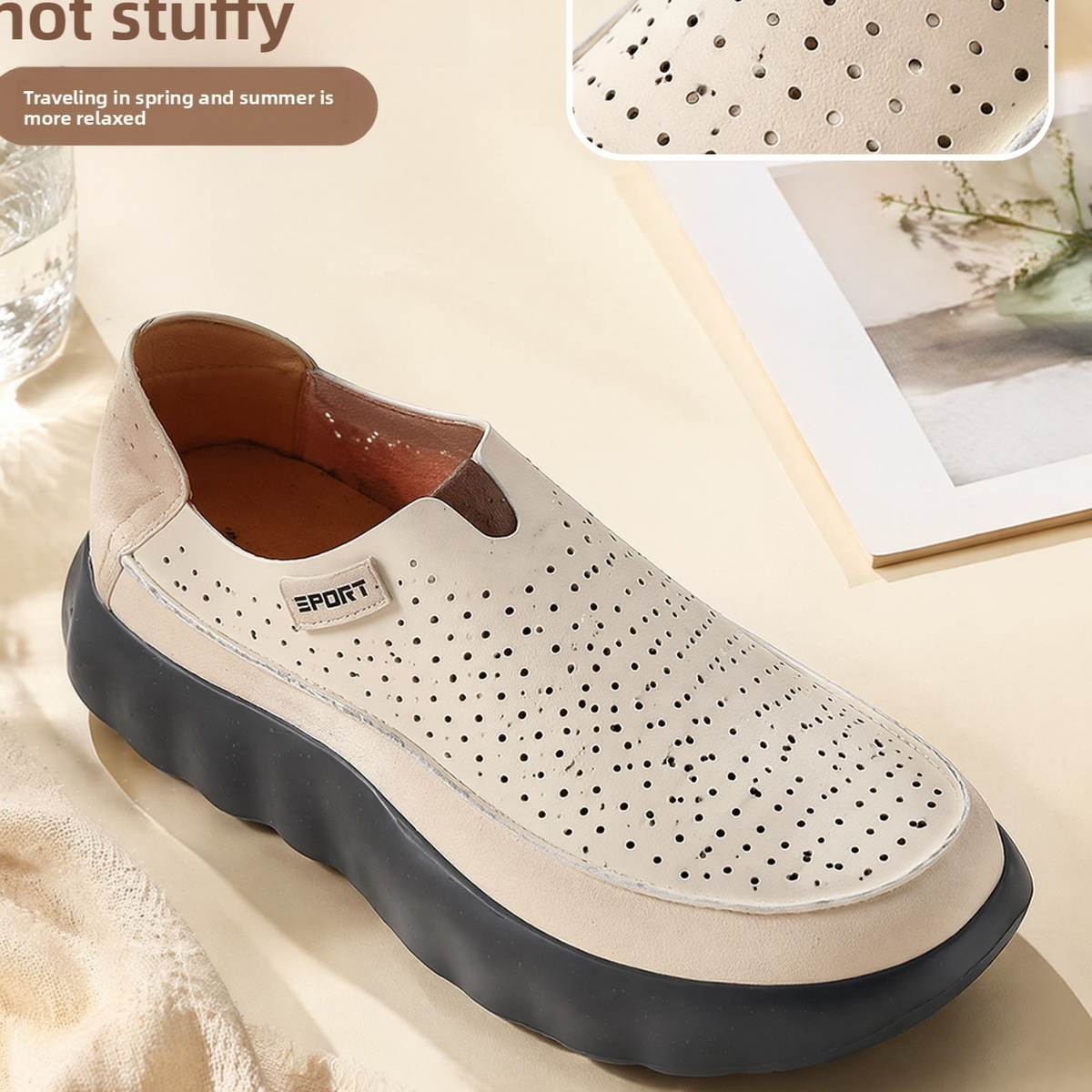Perforated Breathable Slip-On Casual Shoes