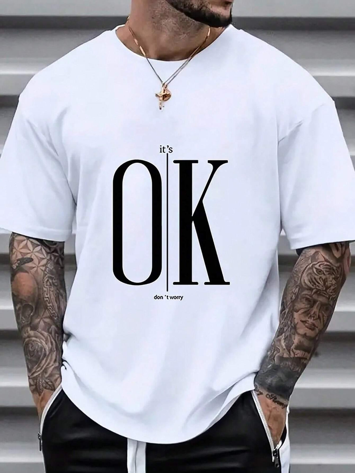 Ok Graphic Round Neck Short Sleeve T-shirt