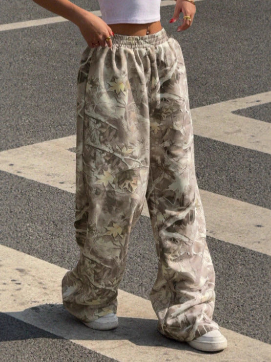 Printed Slim Wide-Leg Pants