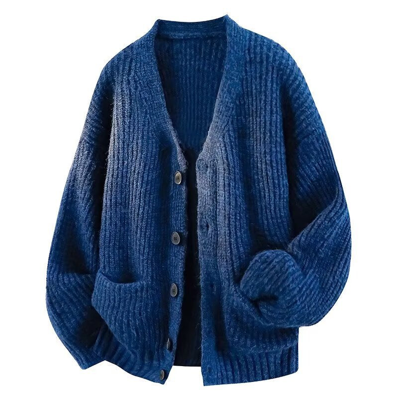 Men's V-neck knitted cardigan sweater