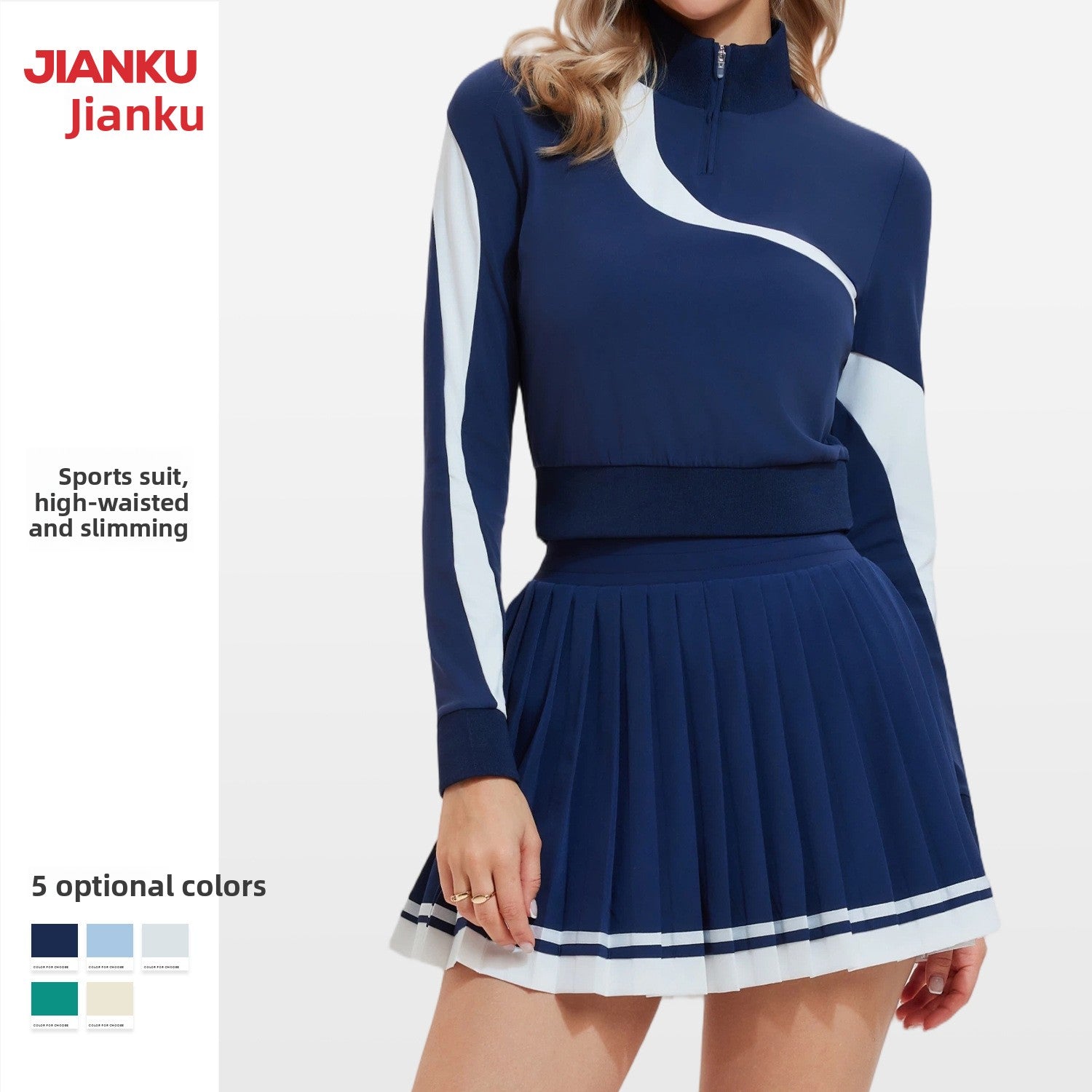 Womens Loose-Fit Sports Suit Long Sleeve Top and Shorts