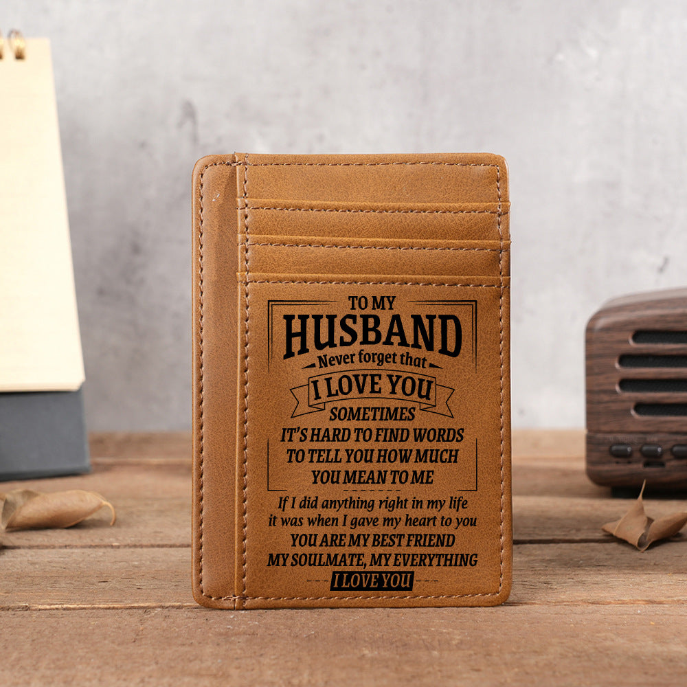 Ultra Thin Laser Engraved PU Leather Card Holder Wallet