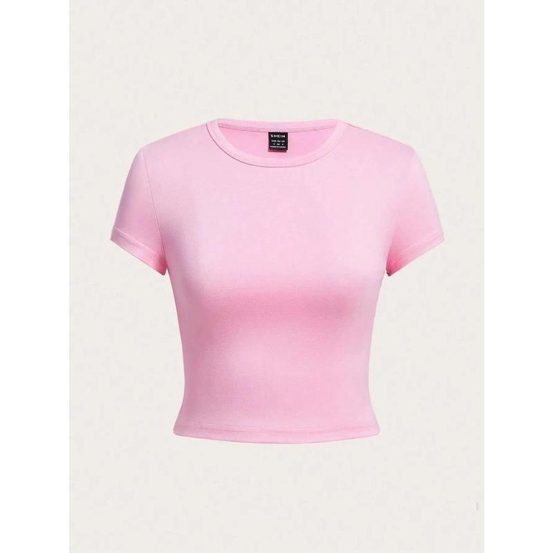 Fitted Round Neck Cotton T-Shirt