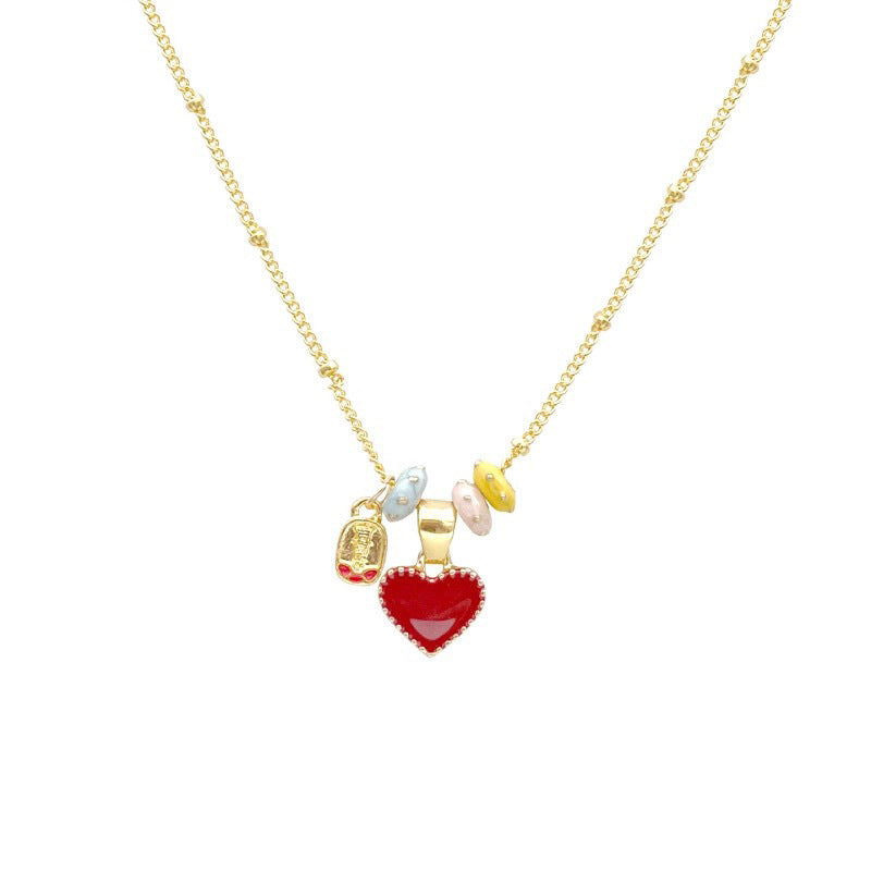 Red Glaze Heart Pendant Necklace