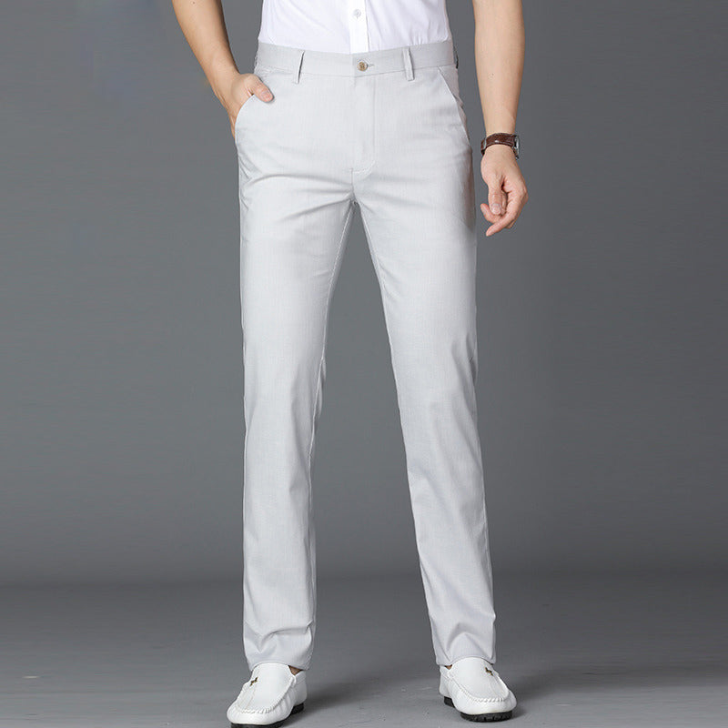 Mens Linen Blend Straight Leg Trousers