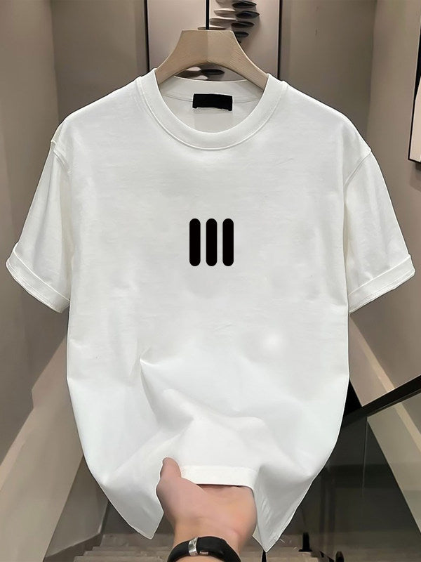 Mens Cotton Short Sleeve Tshirt Loose Fit Printed Tops