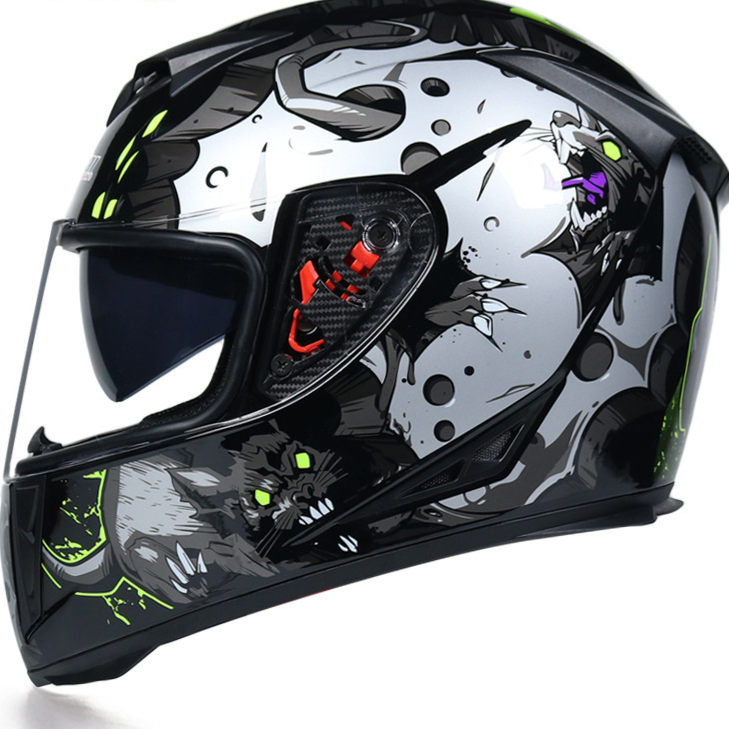 Full Face Motorcycle Helmet with Dual Lens and Anti-Fog