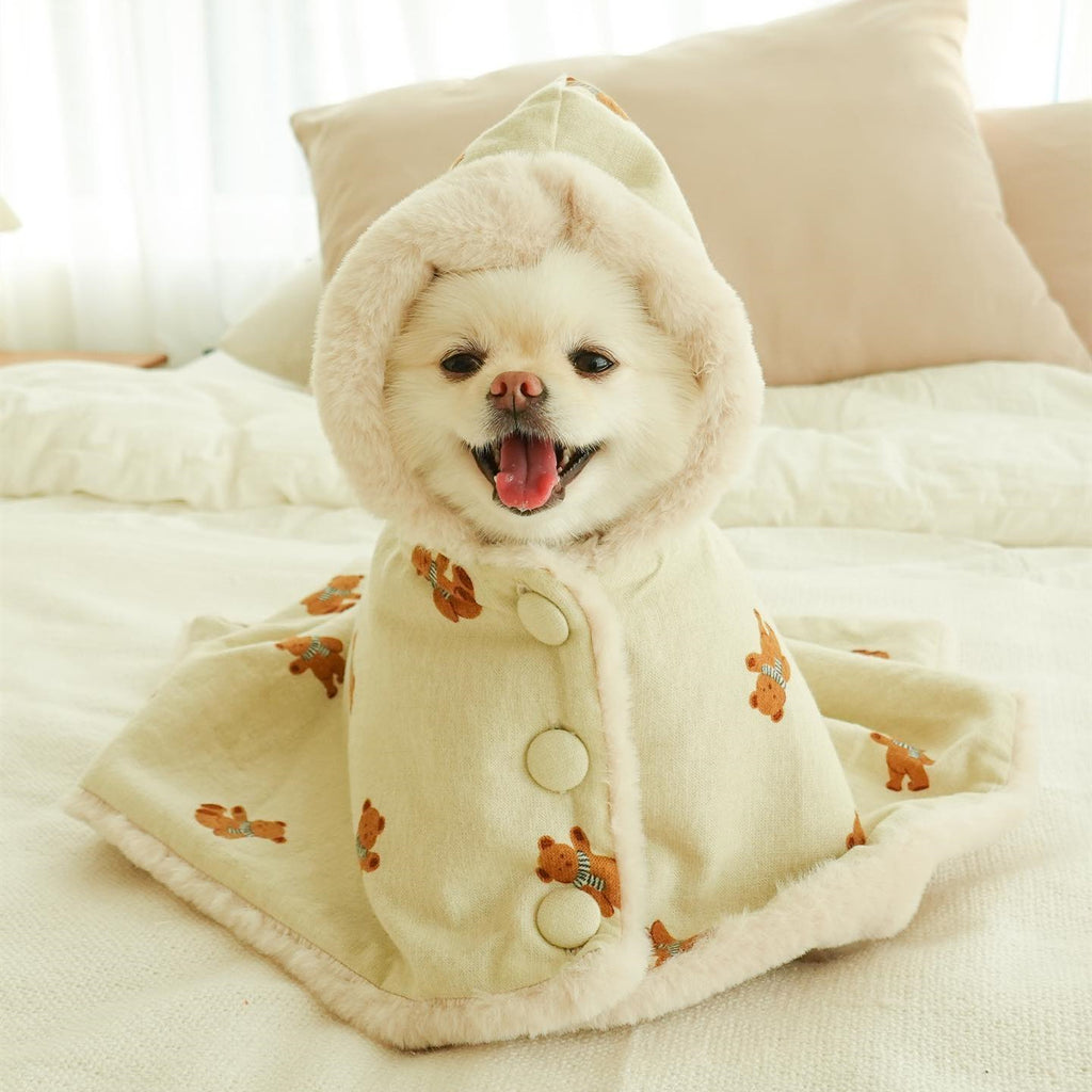 Double-sided wrap scarf teddy bear pet blanket cape