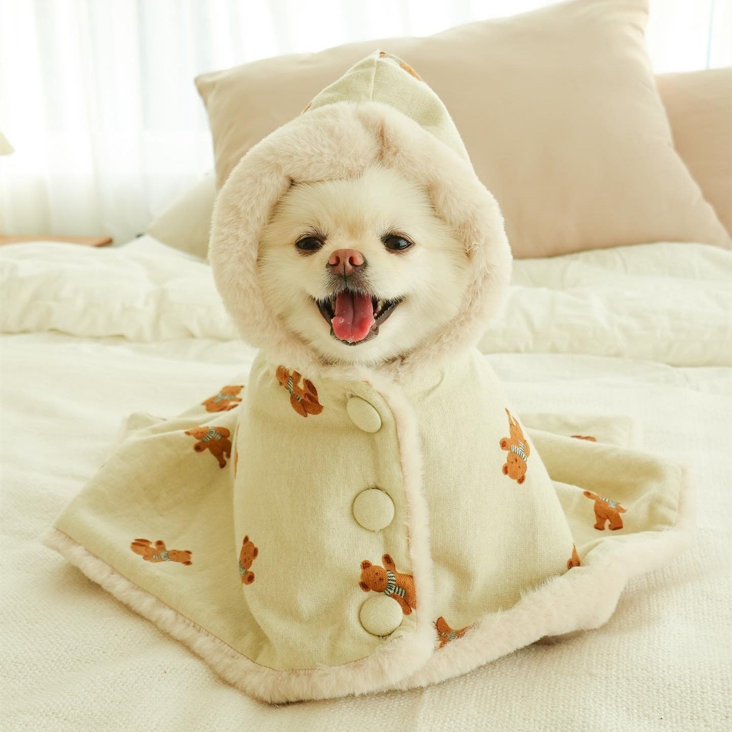 Double-sided wrap scarf teddy bear pet blanket cape
