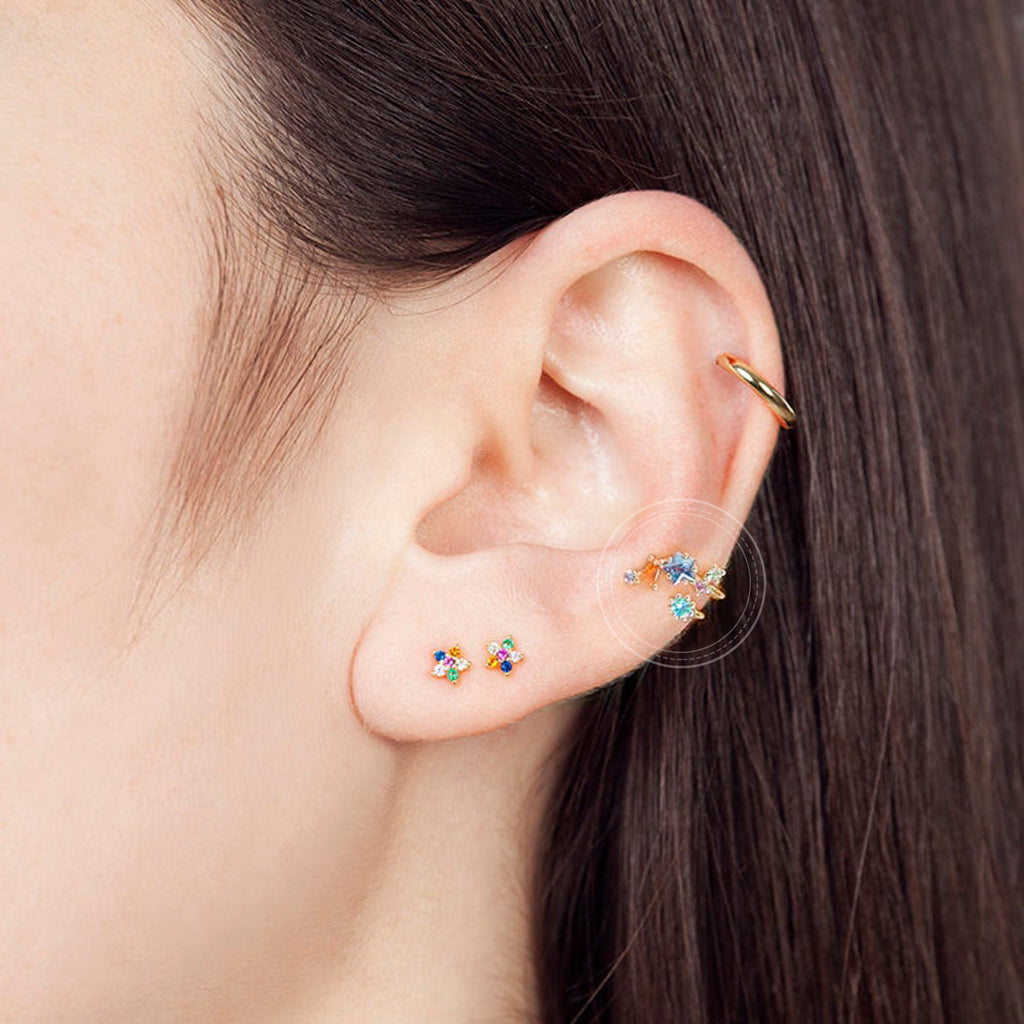 Color zircon ear clip