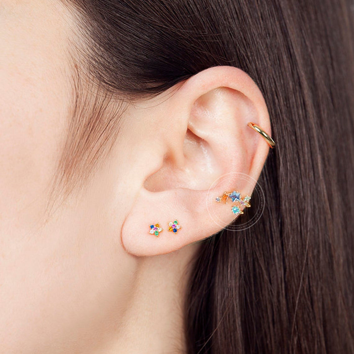 Color zircon ear clip
