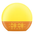Wood Grain FM Radio Sunrise Wake Up Light Bluetooth Speaker Alarm Clock