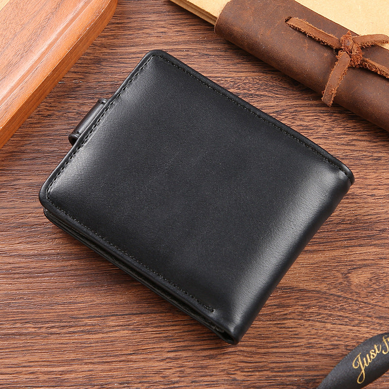 Mens Vintage PU Leather Horizontal Wallet with Zippered Coin Pocket