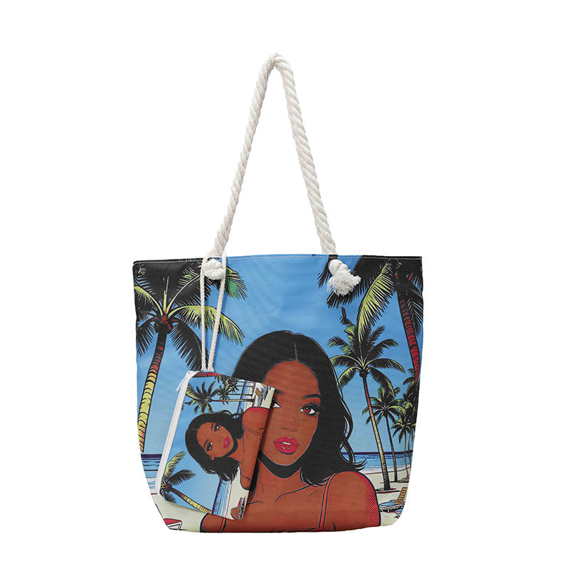 Canvas Bag with Large Capacity, Trendy Korean-Style Handbag