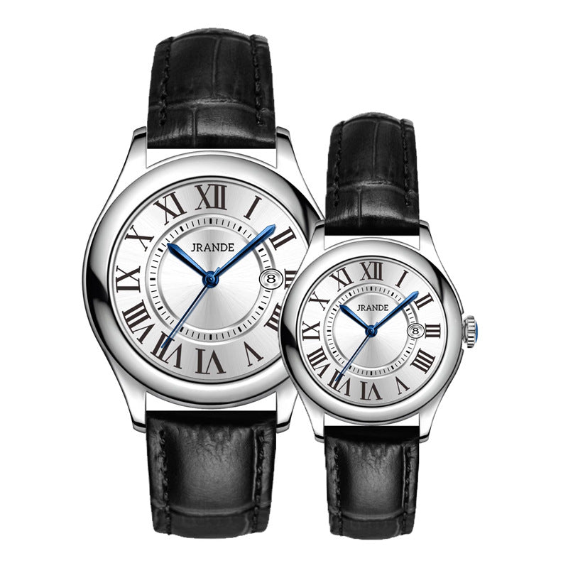 Jrande Leather Strap Quartz Couple Watches