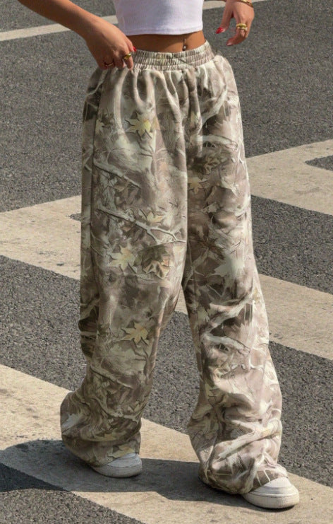 Printed Slim Wide-Leg Pants