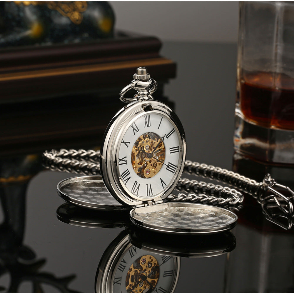 Double-opening two-sided mechanical pocket watch