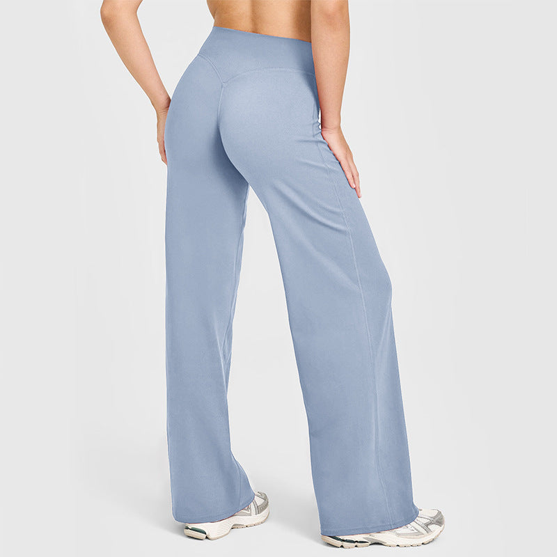 Loose Straight Leg Yoga Pants for Women High Waist Tummy Control Breathable Fitness Leggings