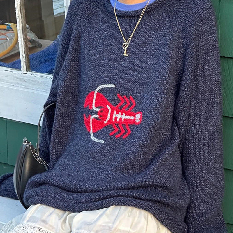 Knitted Animal Pattern Sweater Unisex Long Sleeve