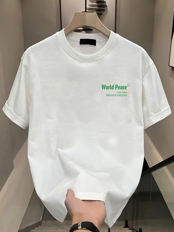 Mens Cotton Short Sleeve Tshirt Loose Fit Printed Tops