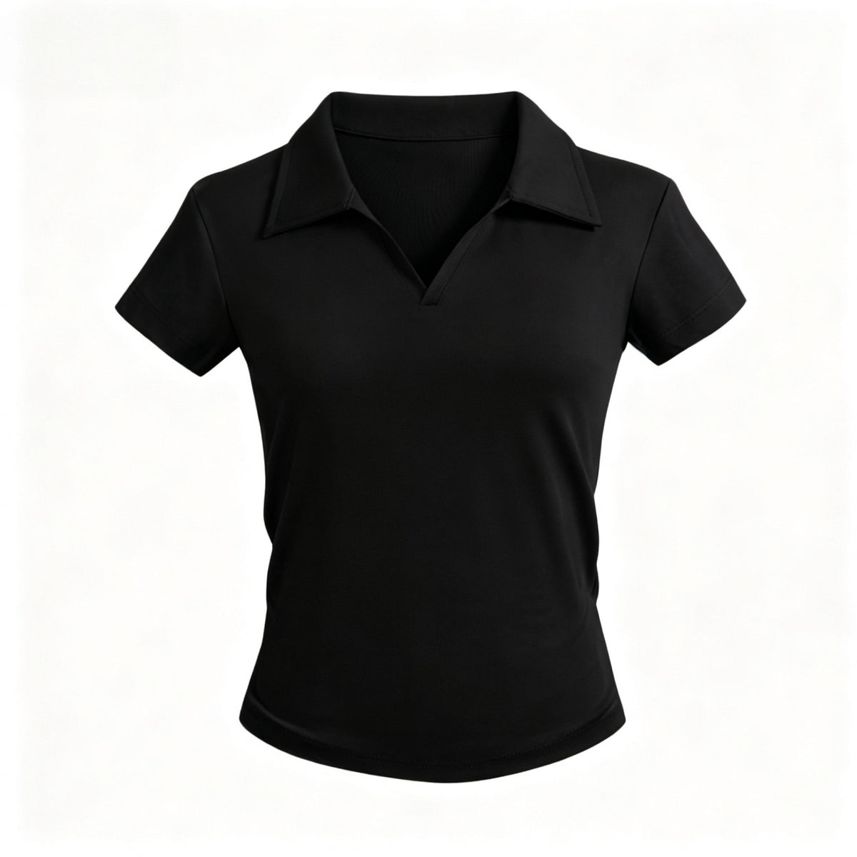Small V-Neck,Short Fit, Waist-Cinching, Slim Fit Short-sleeve T-shirt