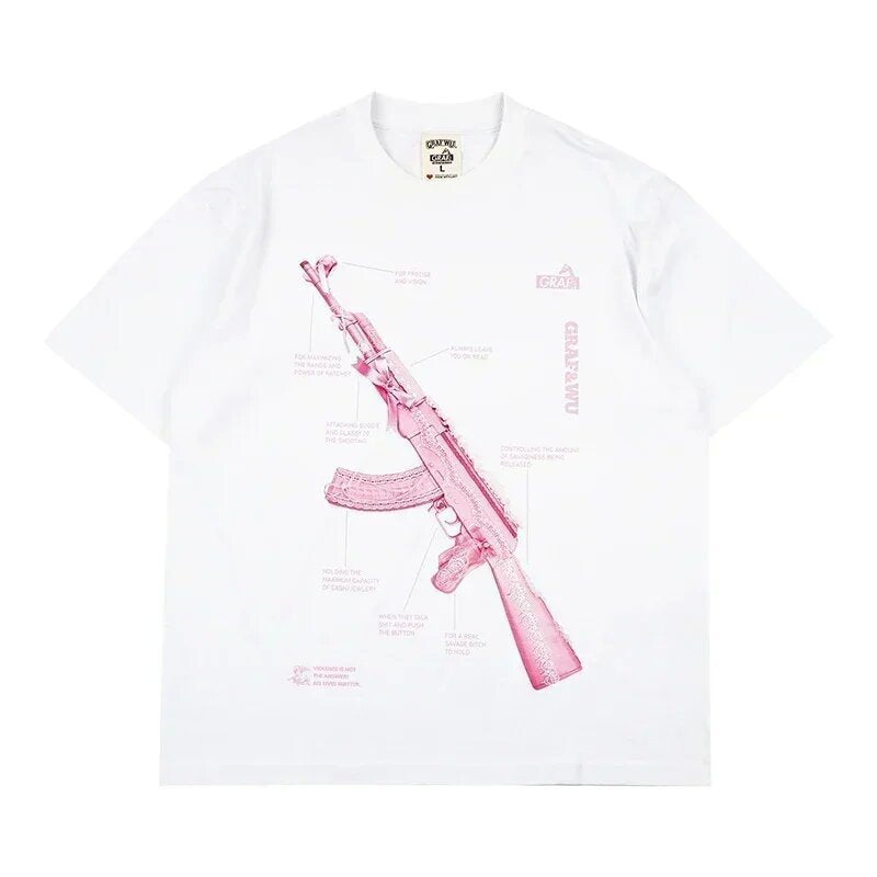 Oversized Skull Print Cotton T-Shirt